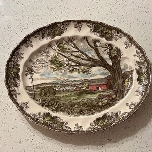 Rustic Countryside Oval Platter The Friendly Village